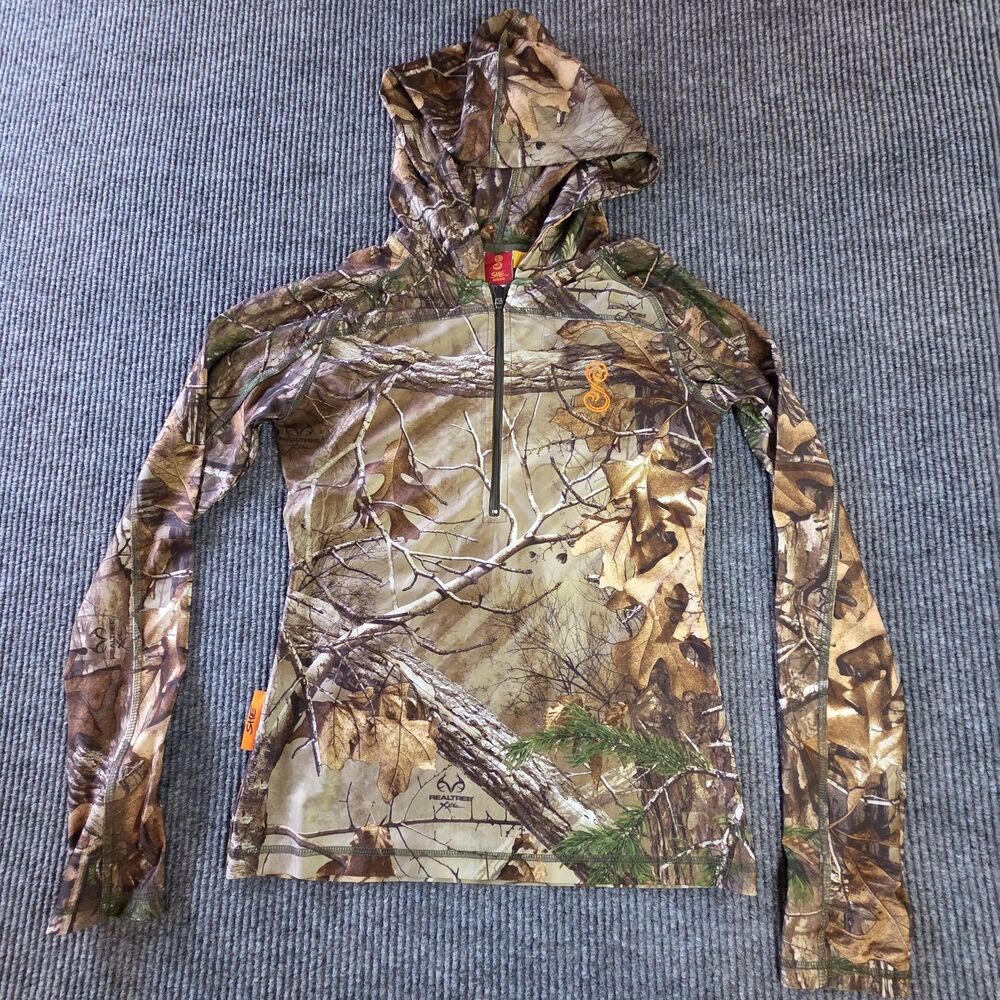 SHE Outdoor Apparel Pullover Womens XS Camo Realtree  Hooded Hunting Shirt